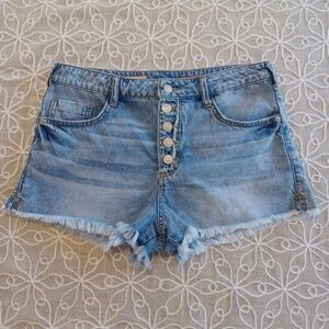 Pilcro Exposed Button Fly Raw Hem Jean Shorts
